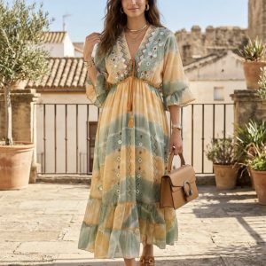 vestido boho ref duna verde