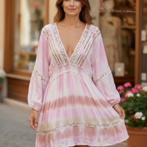 Vestido corto boho rosa