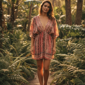 Vestido corto seda indú rojo