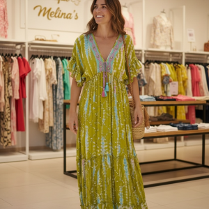 Vestido premium boho verde