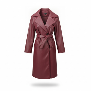 Gabardina eco piel burdeos