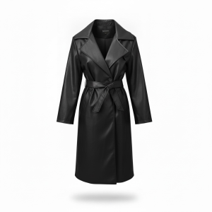 gabardina ecopiel negra