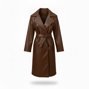 gabardina ecopiel marron